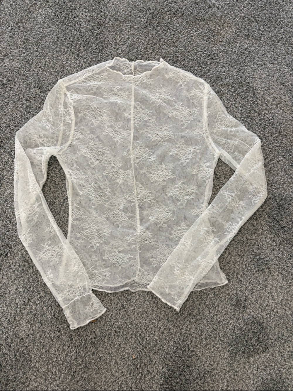 SHEIN White Lace Long Sleeve Mock Neck Top